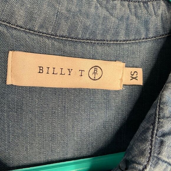 New Billy T Chambray Blue Denim Jean‎ Shirt Dress Cold Shoulder Lightweight - Picture 6 of 9